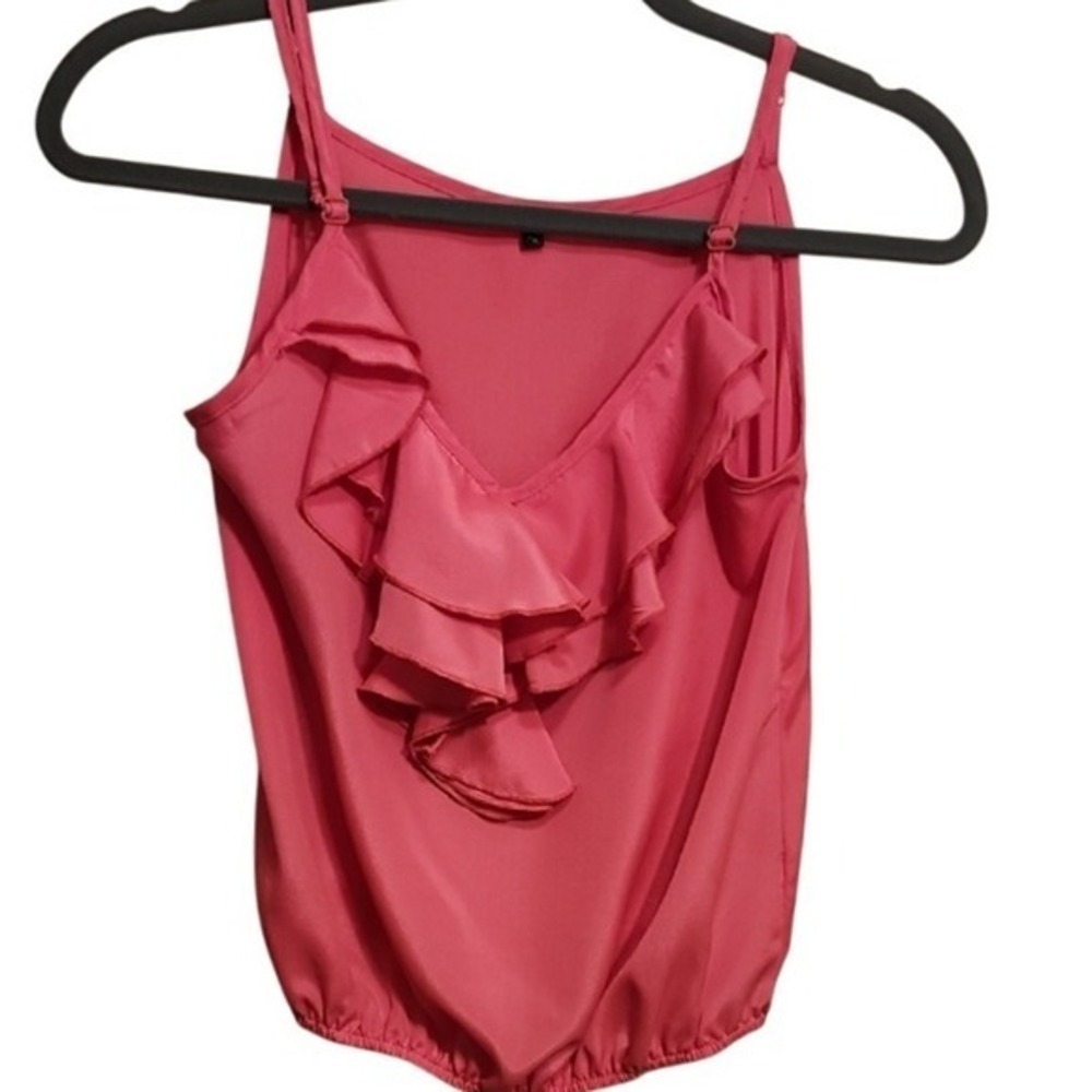 Papaya Ruffle V-Neck Camisole S Pink Coquette Romantic Y2K Soft Girl